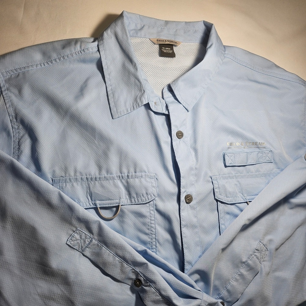 Field & Stream Mens XL Blue SmartCool Long Sleeve Fishing Shirt Button Up